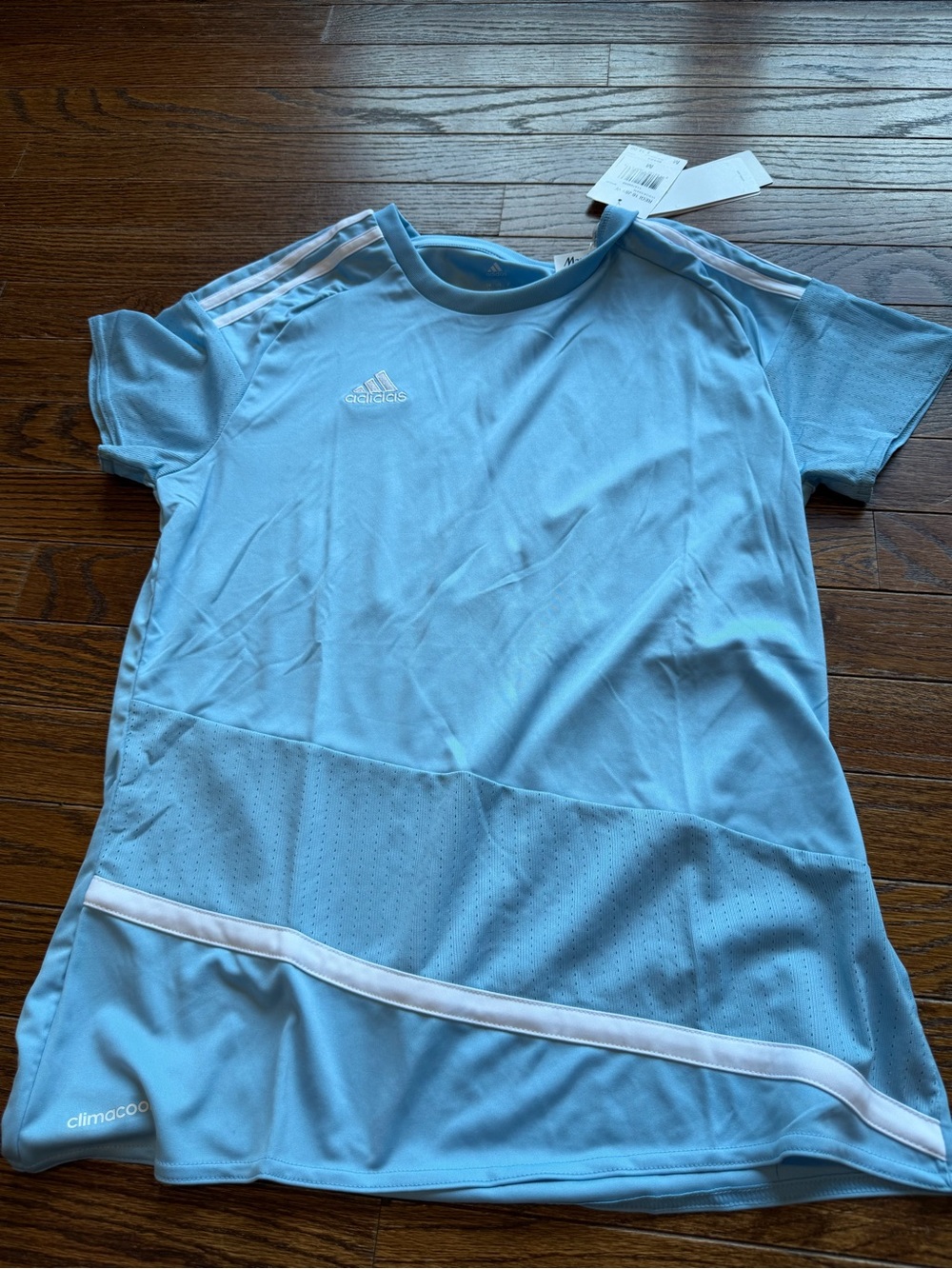 adidas Sky Blue Short Sleeve Climacool Training Tee with White Trim